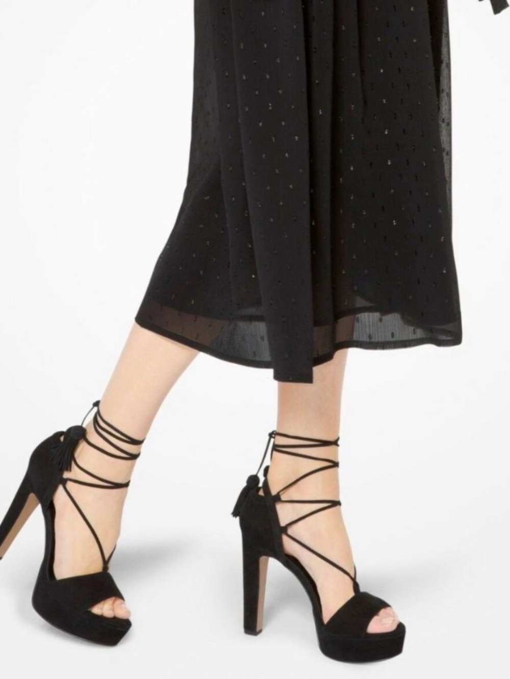 Michael Kors Black Suede Lace-Up Platform Sandals 8.5 / 39